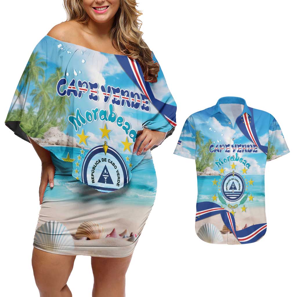 Cape Verde Morabeza Couples Matching Off Shoulder Short Dress and Hawaiian Shirt Island Welcome - Wonder Print Shop