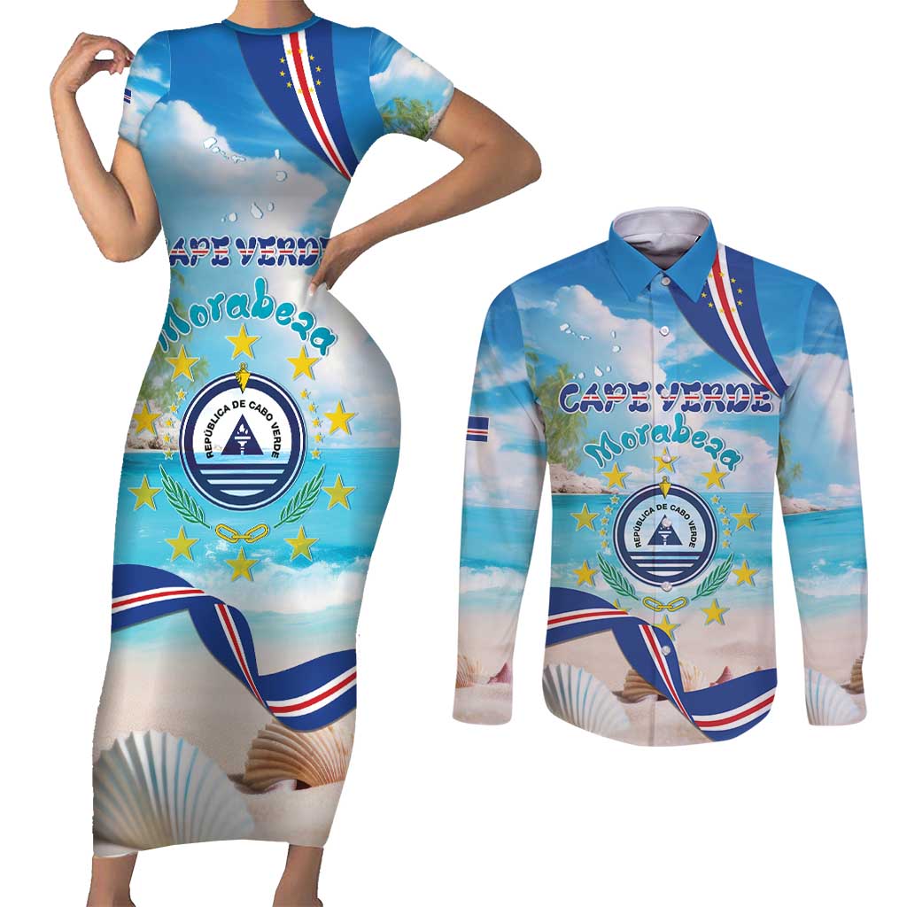 Cape Verde Morabeza Couples Matching Short Sleeve Bodycon Dress and Long Sleeve Button Shirt Island Welcome - Wonder Print Shop