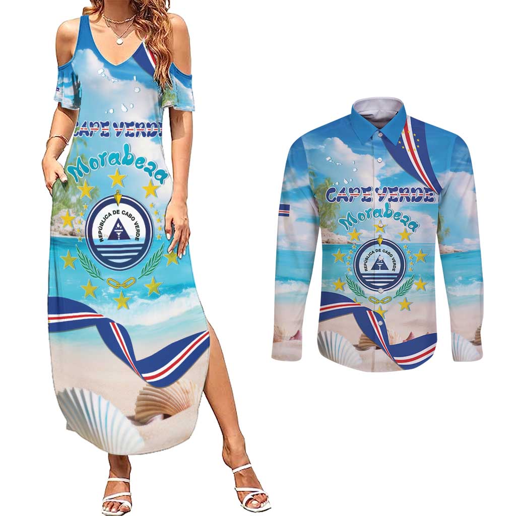Cape Verde Morabeza Couples Matching Summer Maxi Dress and Long Sleeve Button Shirt Island Welcome - Wonder Print Shop