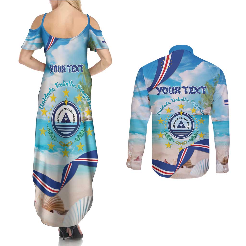 Cape Verde Morabeza Couples Matching Summer Maxi Dress and Long Sleeve Button Shirt Island Welcome - Wonder Print Shop