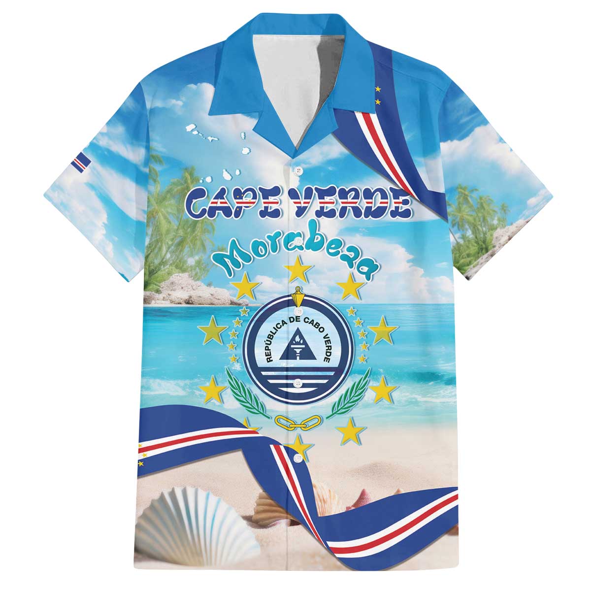 Cape Verde Morabeza Family Matching Off The Shoulder Long Sleeve Dress and Hawaiian Shirt Island Welcome - Wonder Print Shop