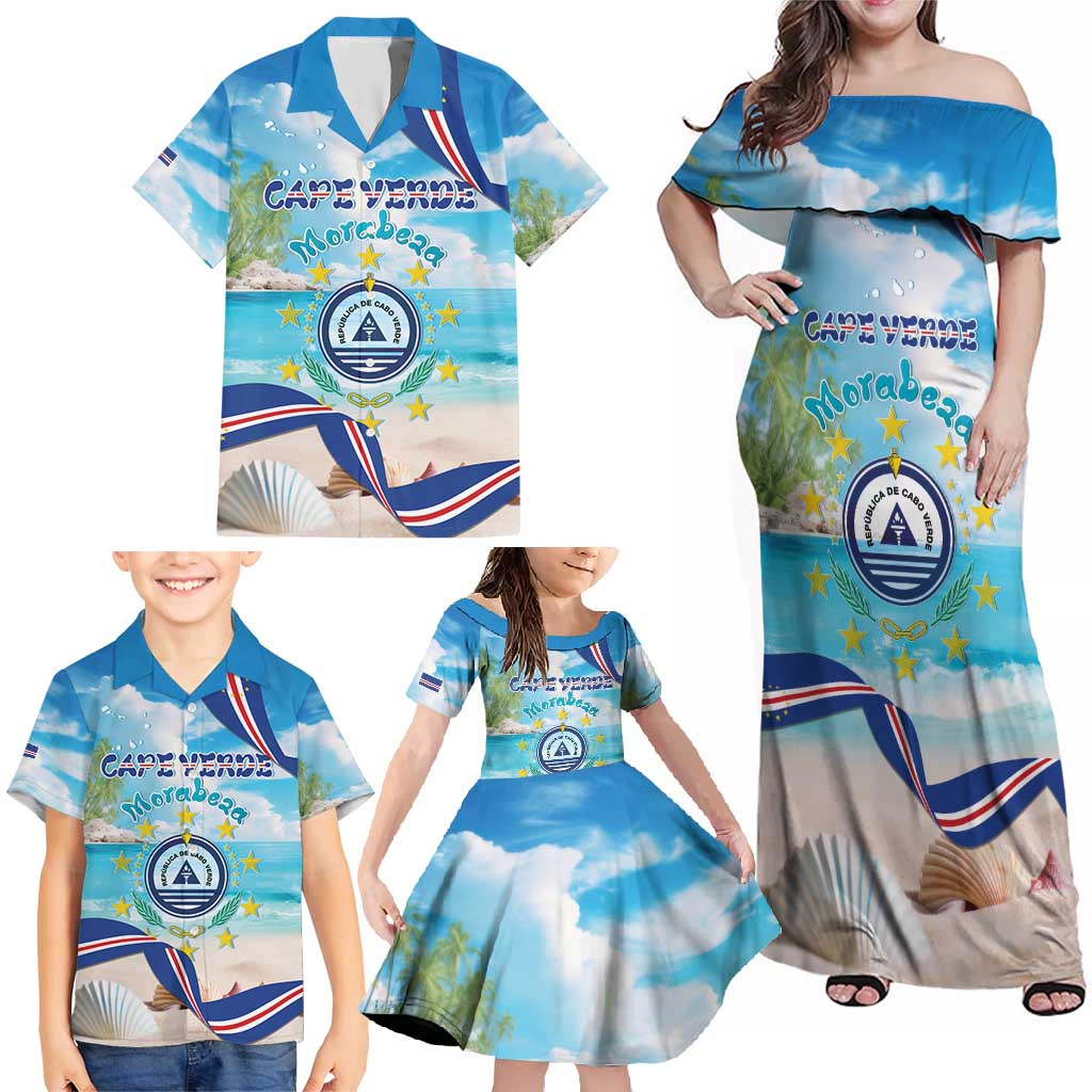Cape Verde Morabeza Family Matching Off Shoulder Maxi Dress and Hawaiian Shirt Island Welcome - Wonder Print Shop