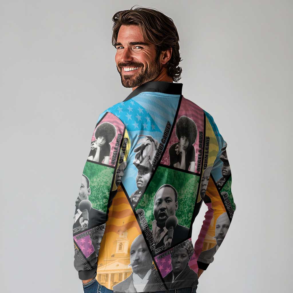 Civil Rights Leader Long Sleeve Polo Shirt Dream of Freedom - Wonder Print Shop