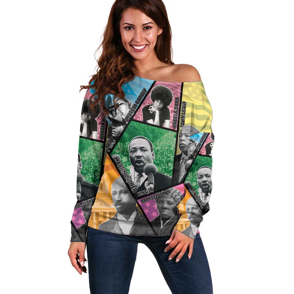 Civil Rights Leader Off Shoulder Sweater Dream of Freedom - Wonder Print Shop