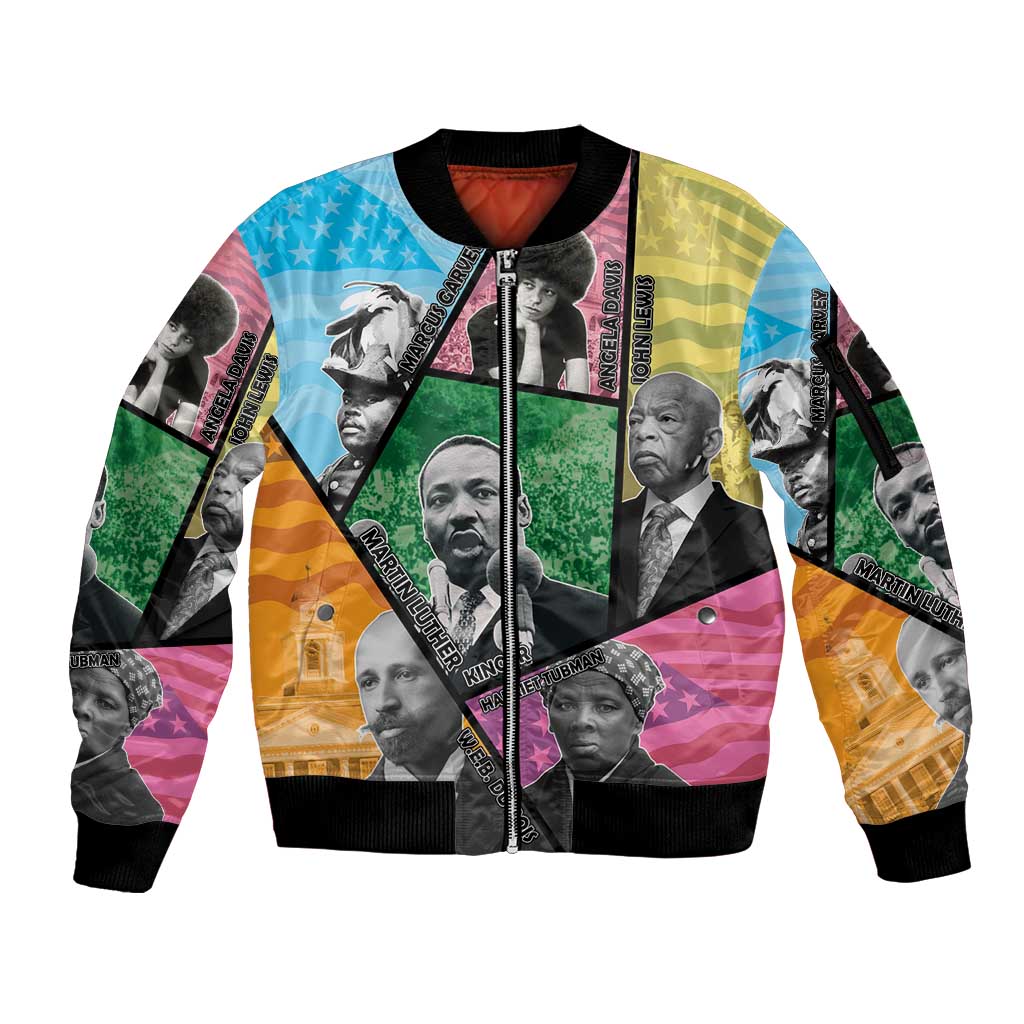 Civil Rights Leader Sleeve Zip Bomber Jacket Dream of Freedom - Wonder Print Shop