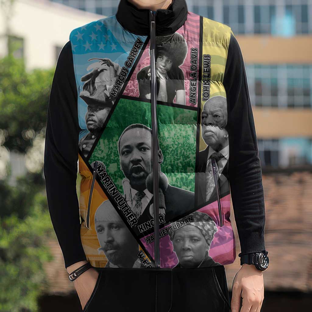 Civil Rights Leader Sleeveless Puffer Jacket Dream of Freedom - Wonder Print Shop