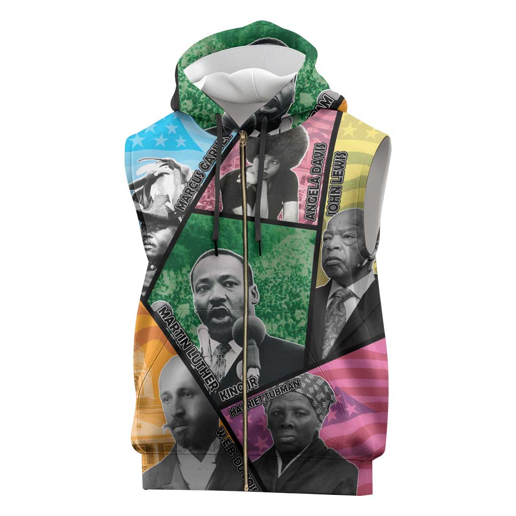 Civil Rights Leader Sleeveless Zip Hoodie Dream of Freedom - Wonder Print Shop