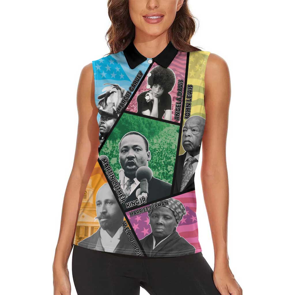 Civil Rights Leader Women Sleeveless Polo Shirt Dream of Freedom - Wonder Print Shop