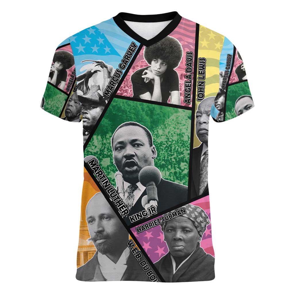 Civil Rights Leader Women V-Neck T-Shirt Dream of Freedom - Wonder Print Shop