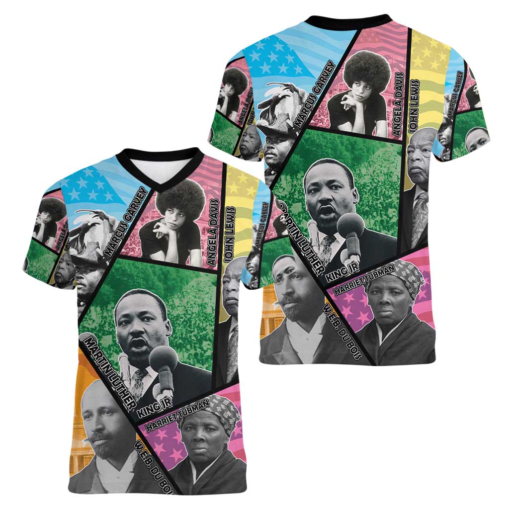Civil Rights Leader Women V-Neck T-Shirt Dream of Freedom - Wonder Print Shop