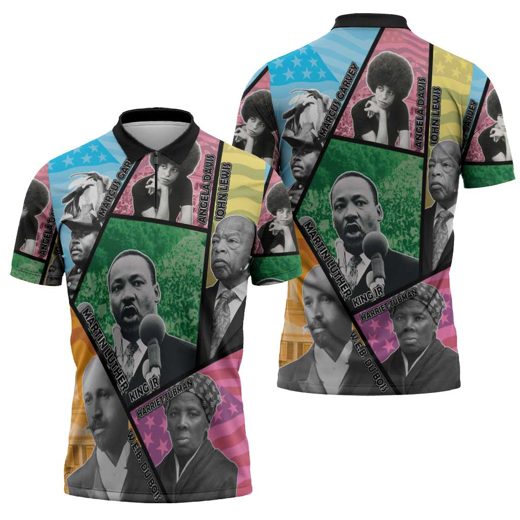 Civil Rights Leader Zipper Polo Shirt Dream of Freedom - Wonder Print Shop