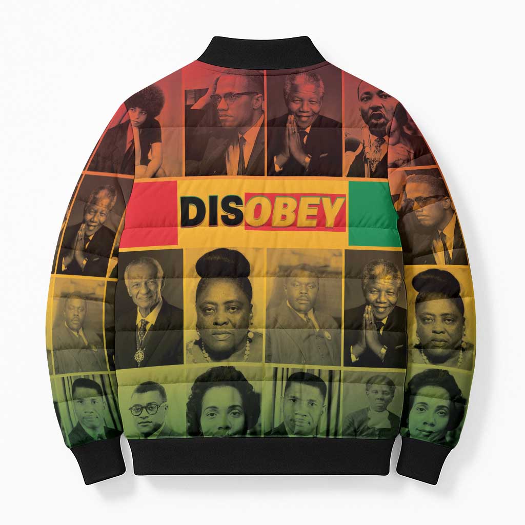 Disobey Black History Tribute Bomber Puffer Jacket Honoring the Civil Rights Legacy - Wonder Print Shop