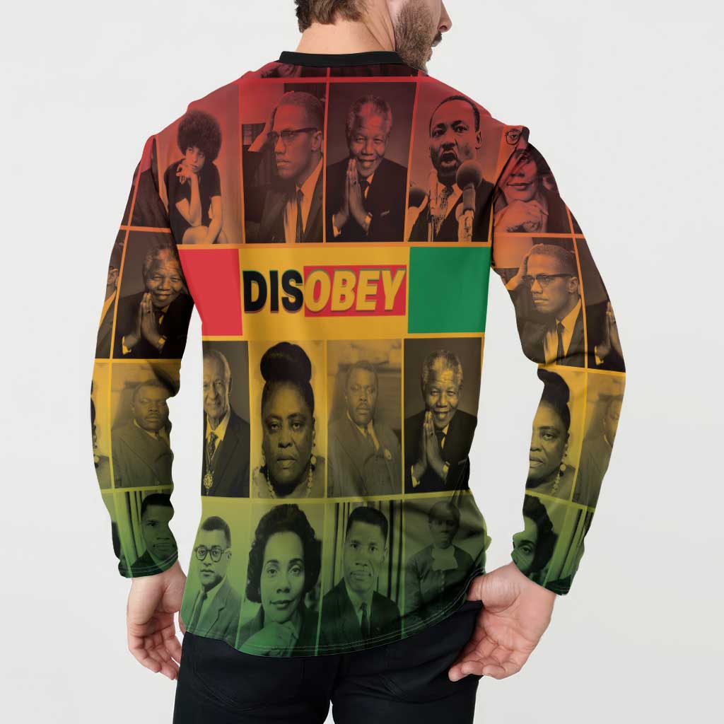 Disobey Black History Tribute Button Sweatshirt Honoring the Civil Rights Legacy - Wonder Print Shop