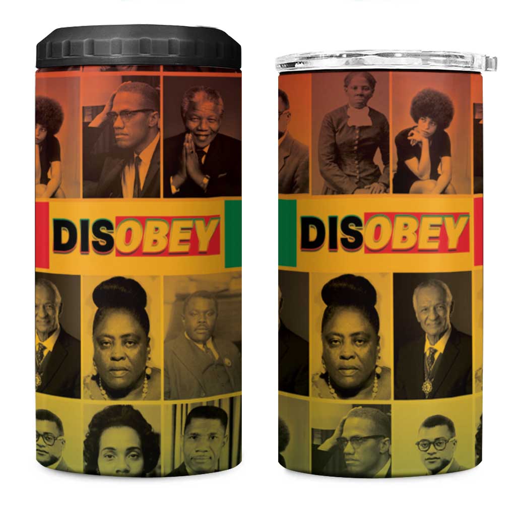 Disobey Black History Tribute 4 in 1 Can Cooler Tumbler Honoring the Civil Rights Legacy - Wonder Print Shop