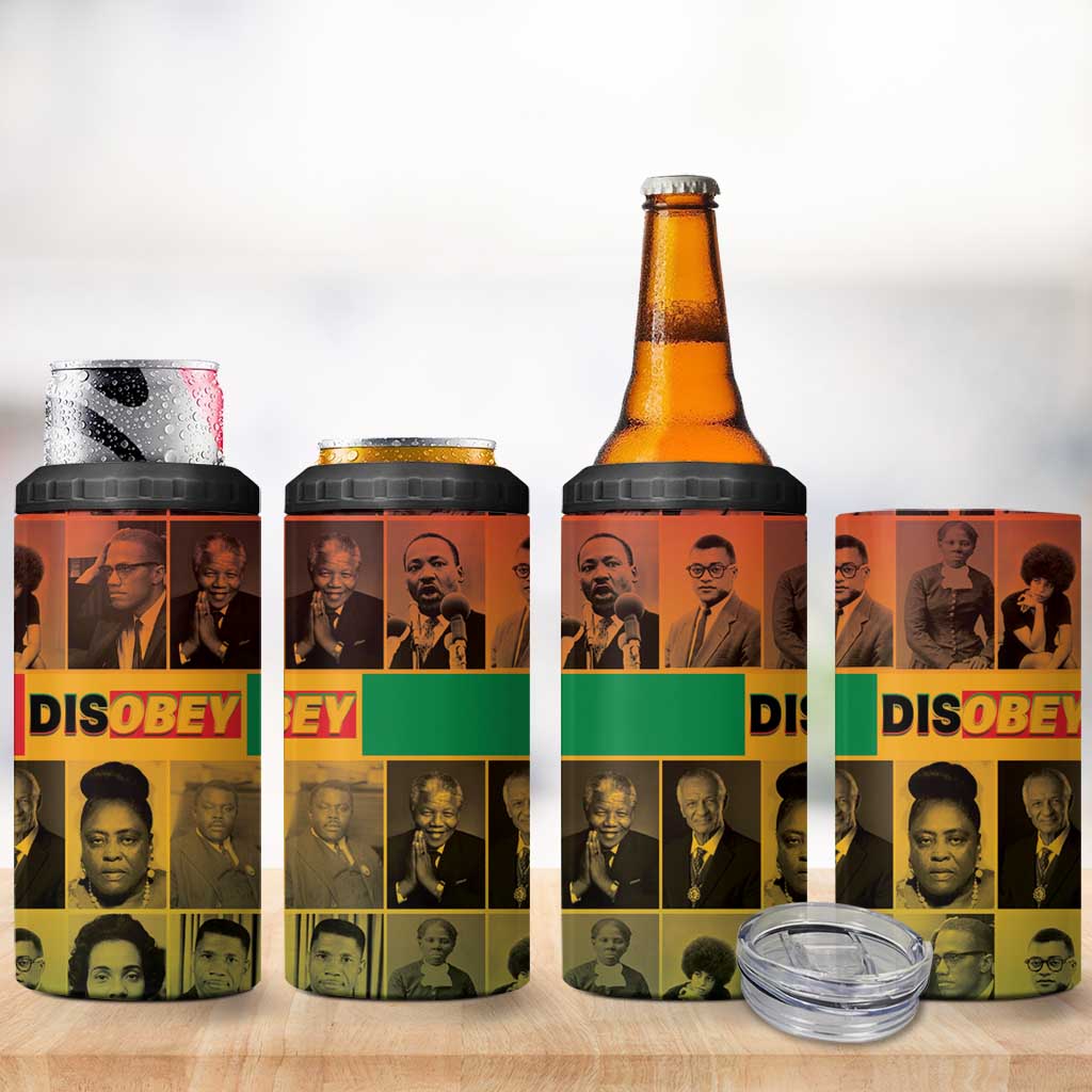 Disobey Black History Tribute 4 in 1 Can Cooler Tumbler Honoring the Civil Rights Legacy - Wonder Print Shop