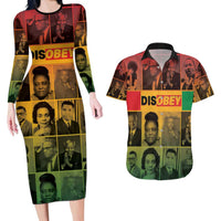 Disobey Black History Tribute Couples Matching Long Sleeve Bodycon Dress and Hawaiian Shirt Honoring the Civil Rights Legacy - Wonder Print Shop