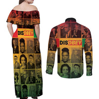 Disobey Black History Tribute Couples Matching Off Shoulder Maxi Dress and Long Sleeve Button Shirt Honoring the Civil Rights Legacy - Wonder Print Shop