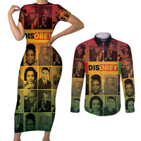 Disobey Black History Tribute Couples Matching Short Sleeve Bodycon Dress and Long Sleeve Button Shirt Honoring the Civil Rights Legacy - Wonder Print Shop