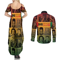 Disobey Black History Tribute Couples Matching Summer Maxi Dress and Long Sleeve Button Shirt Honoring the Civil Rights Legacy - Wonder Print Shop