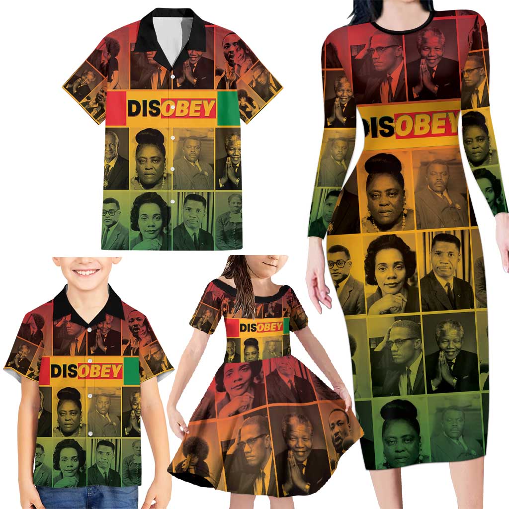 Disobey Black History Tribute Family Matching Long Sleeve Bodycon Dress and Hawaiian Shirt Honoring the Civil Rights Legacy - Wonder Print Shop