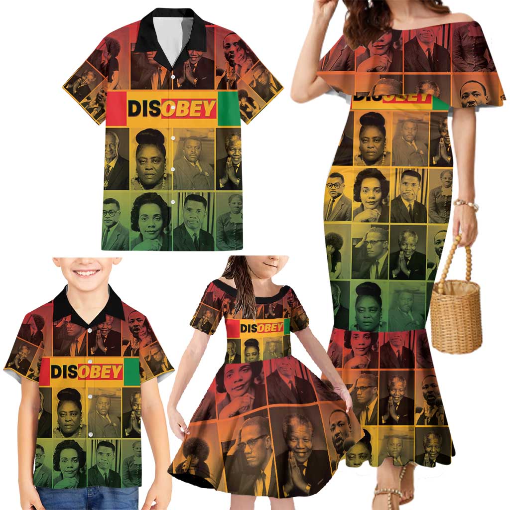 Disobey Black History Tribute Family Matching Mermaid Dress and Hawaiian Shirt Honoring the Civil Rights Legacy - Wonder Print Shop
