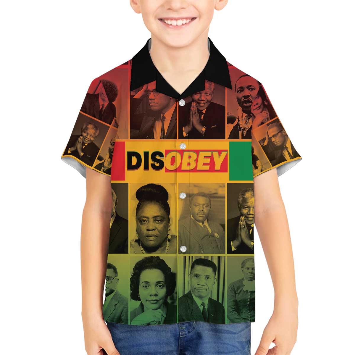 Disobey Black History Tribute Family Matching Off The Shoulder Long Sleeve Dress and Hawaiian Shirt Honoring the Civil Rights Legacy - Wonder Print Shop