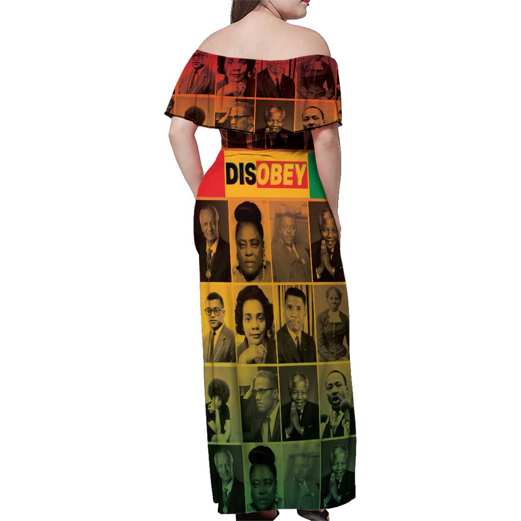 Disobey Black History Tribute Family Matching Off Shoulder Maxi Dress and Hawaiian Shirt Honoring the Civil Rights Legacy - Wonder Print Shop