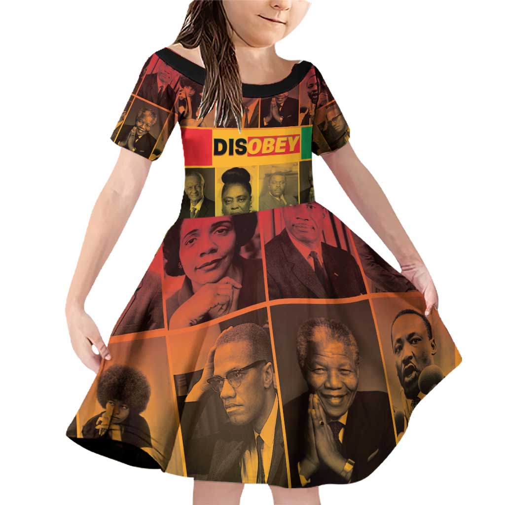 Disobey Black History Tribute Family Matching Off Shoulder Short Dress and Hawaiian Shirt Honoring the Civil Rights Legacy - Wonder Print Shop