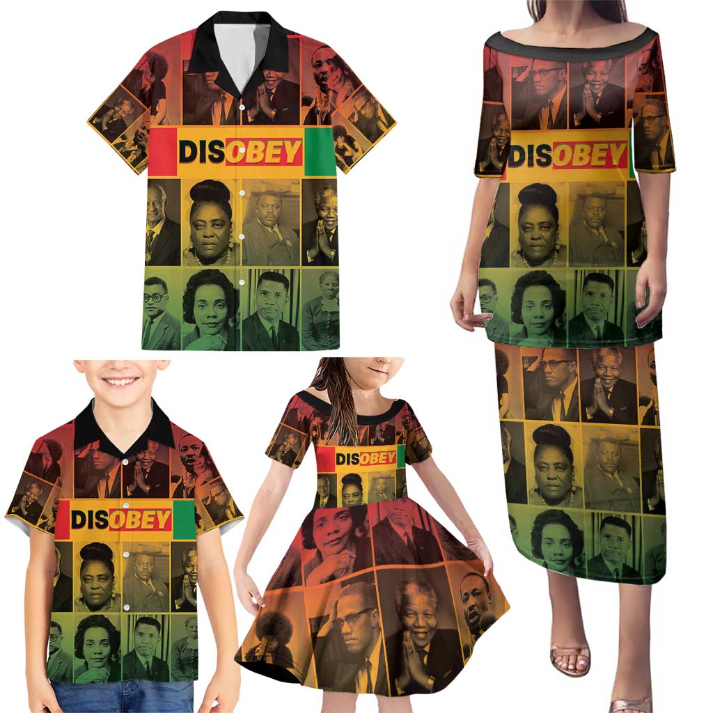 Disobey Black History Tribute Family Matching Puletasi and Hawaiian Shirt Honoring the Civil Rights Legacy - Wonder Print Shop