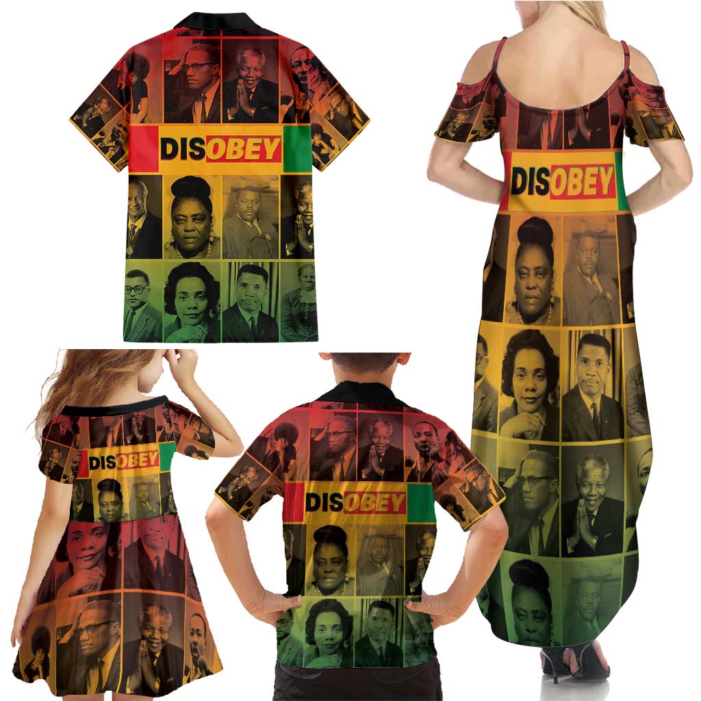 Disobey Black History Tribute Family Matching Summer Maxi Dress and Hawaiian Shirt Honoring the Civil Rights Legacy - Wonder Print Shop