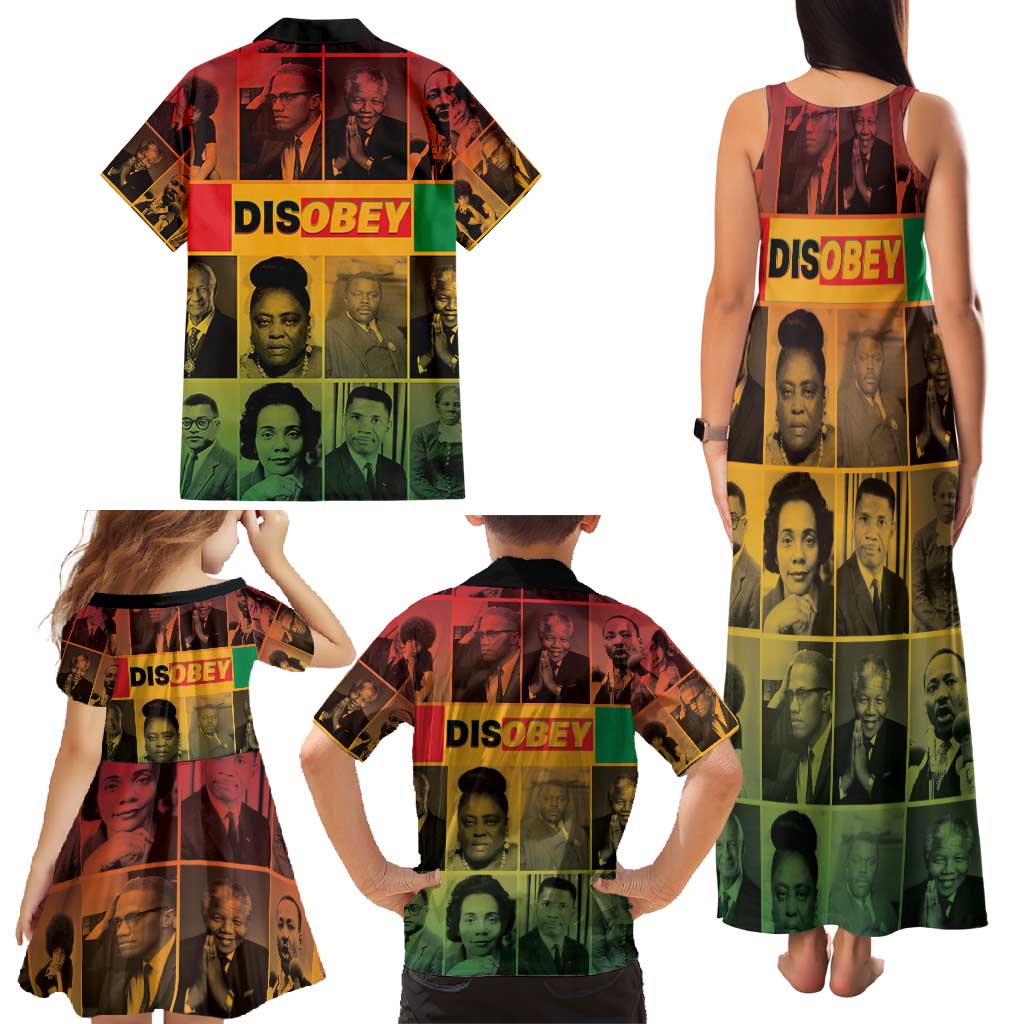 Disobey Black History Tribute Family Matching Tank Maxi Dress and Hawaiian Shirt Honoring the Civil Rights Legacy - Wonder Print Shop