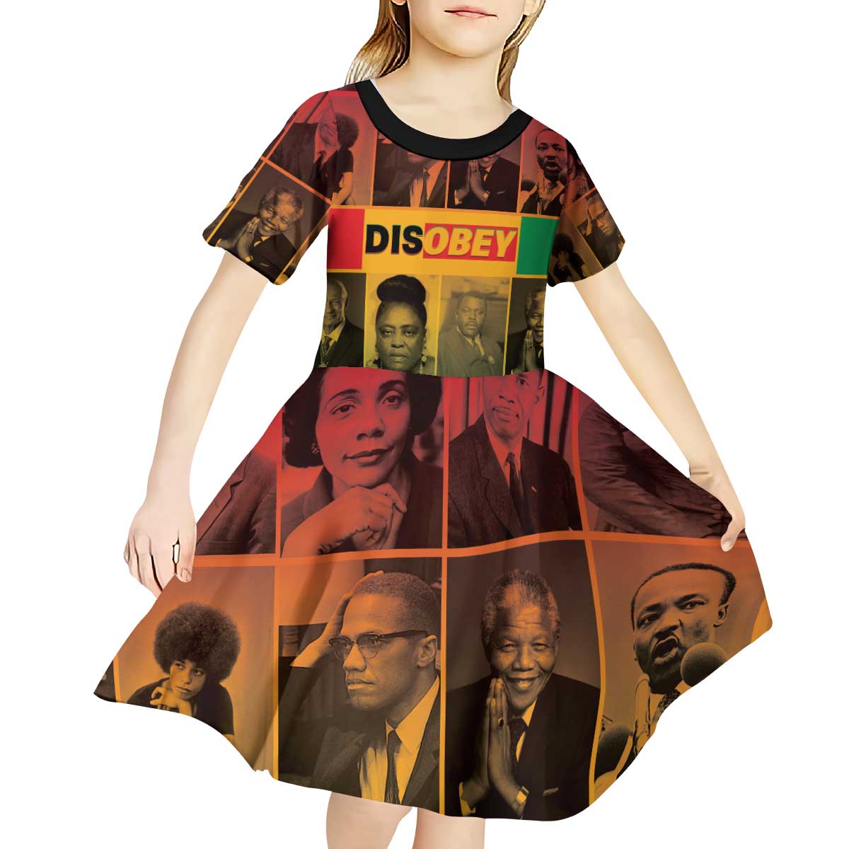 Disobey Black History Tribute Kid Short Sleeve Dress Honoring the Civil Rights Legacy - Wonder Print Shop