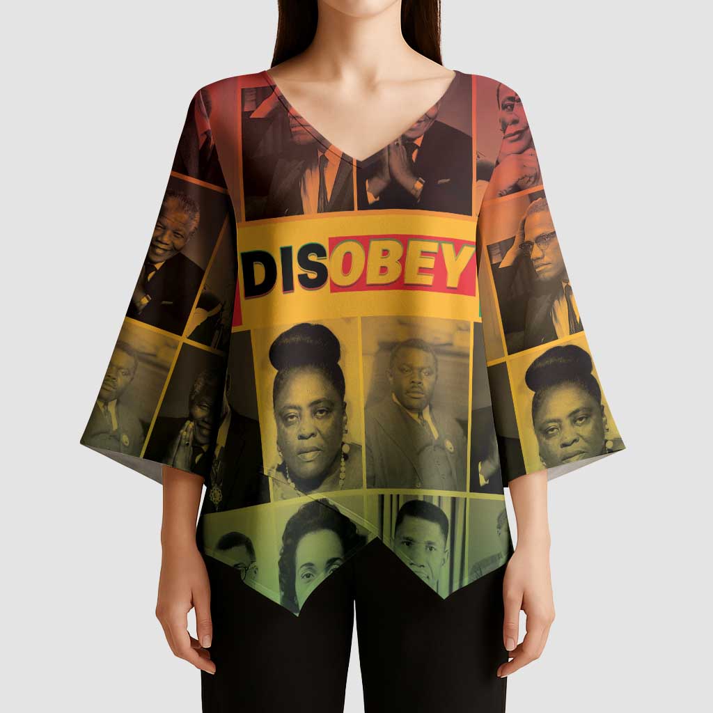 Disobey Black History Tribute Kimono Sleeve Blouse Honoring the Civil Rights Legacy - Wonder Print Shop