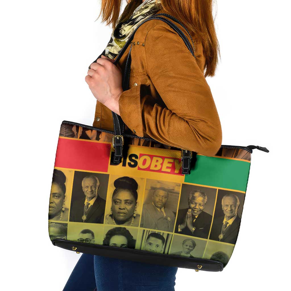 Disobey Black History Tribute Leather Tote Bag Honoring the Civil Rights Legacy - Wonder Print Shop