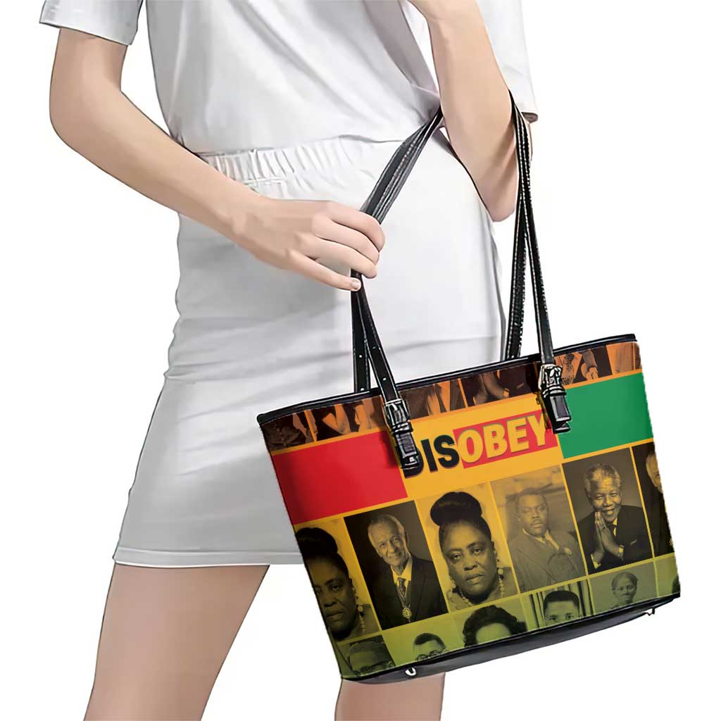Disobey Black History Tribute Leather Tote Bag Honoring the Civil Rights Legacy - Wonder Print Shop