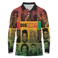 Disobey Black History Tribute Long Sleeve Polo Shirt Honoring the Civil Rights Legacy - Wonder Print Shop