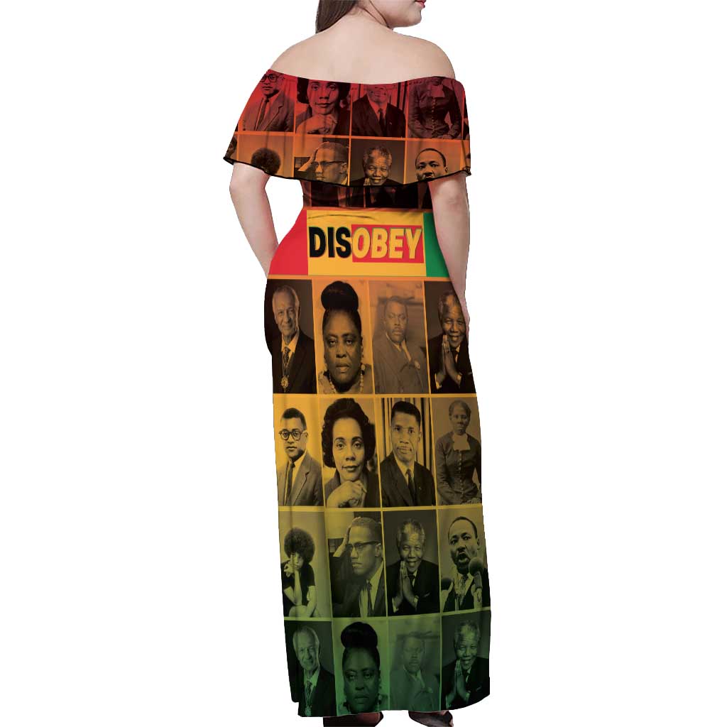 Disobey Black History Tribute Off Shoulder Maxi Dress Honoring the Civil Rights Legacy - Wonder Print Shop