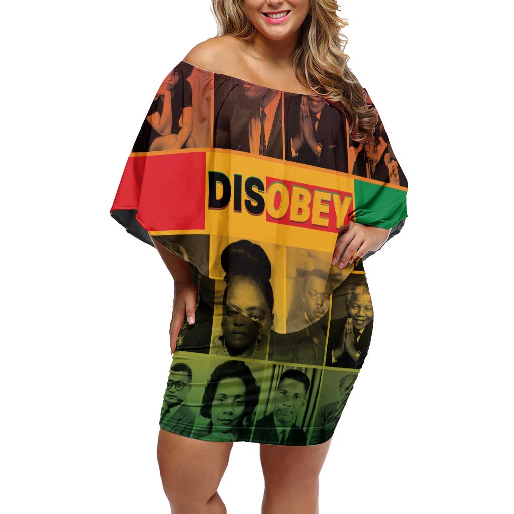 Disobey Black History Tribute Off Shoulder Short Dress Honoring the Civil Rights Legacy - Wonder Print Shop