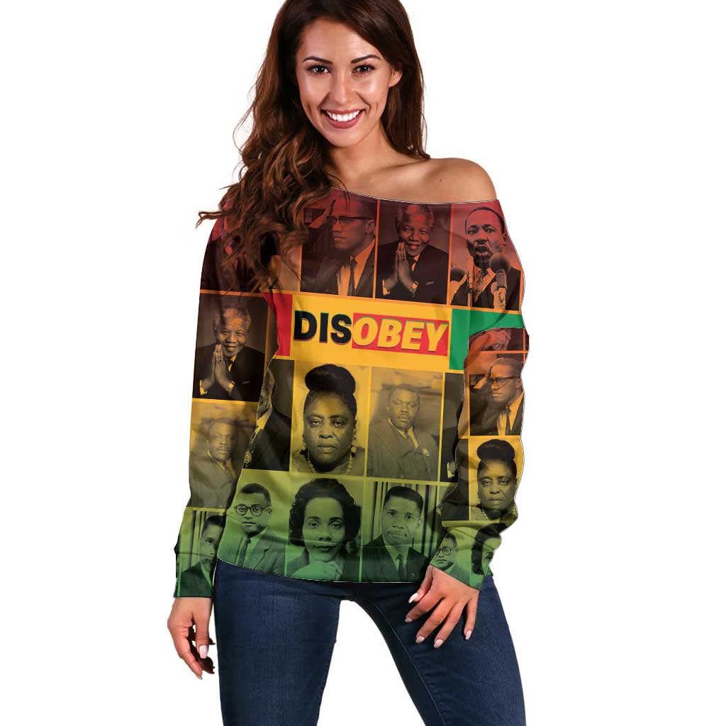 Disobey Black History Tribute Off Shoulder Sweater Honoring the Civil Rights Legacy - Wonder Print Shop