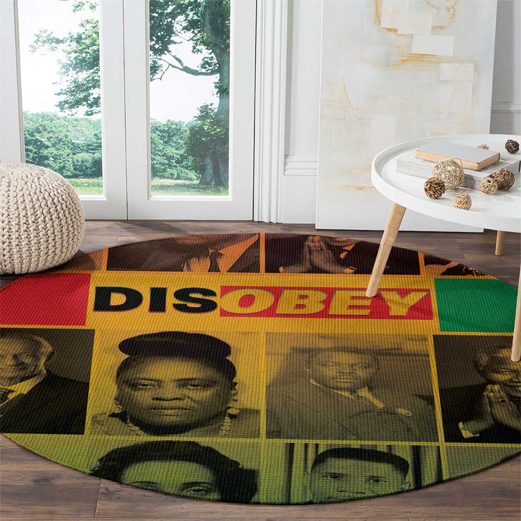 Disobey Black History Tribute Round Carpet Honoring the Civil Rights Legacy - Wonder Print Shop