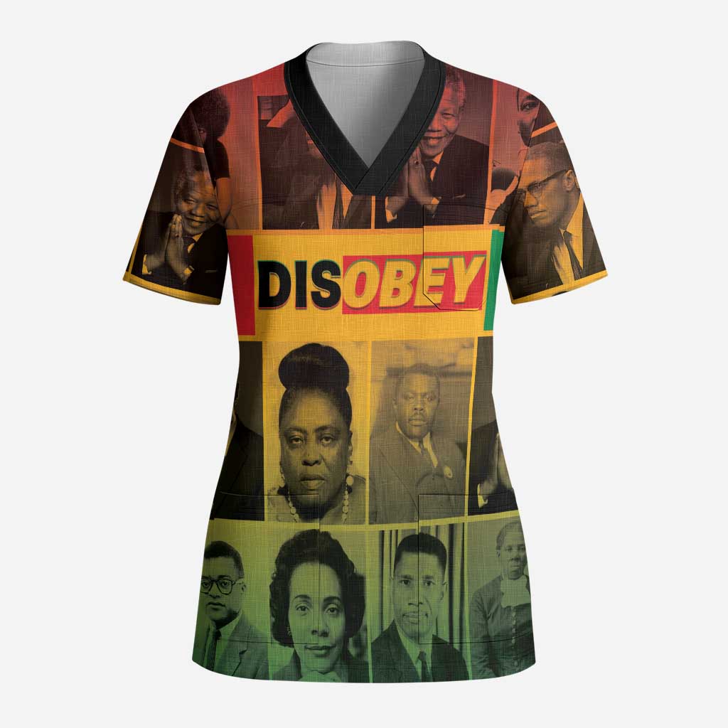 Disobey Black History Tribute Scrub Top Honoring the Civil Rights Legacy - Wonder Print Shop