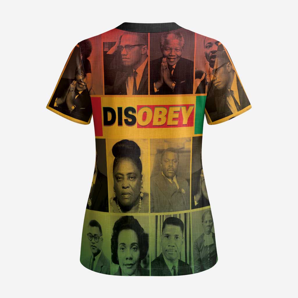 Disobey Black History Tribute Scrub Top Honoring the Civil Rights Legacy - Wonder Print Shop