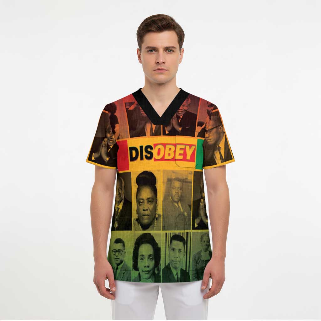 Disobey Black History Tribute Scrub Top Honoring the Civil Rights Legacy - Wonder Print Shop