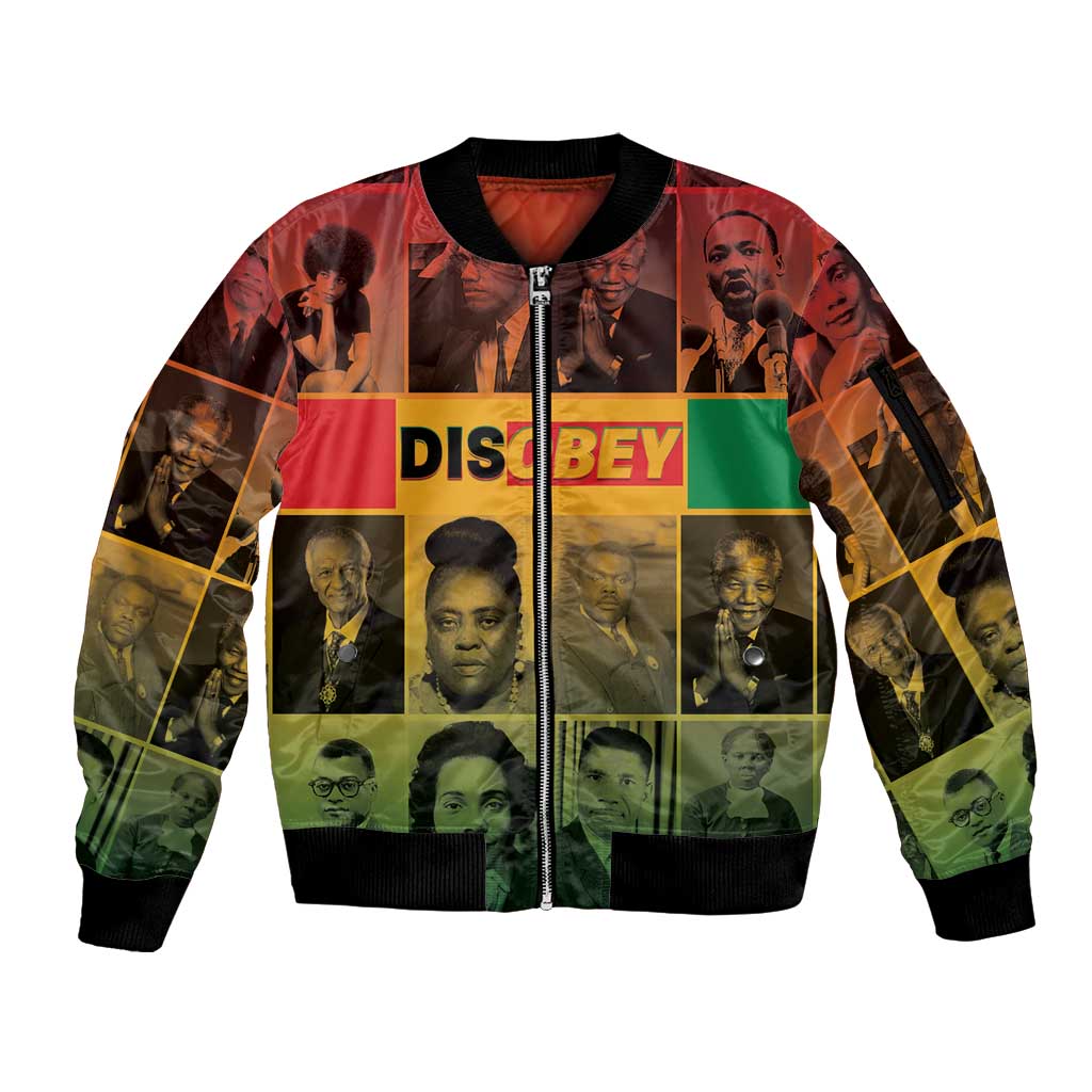 Disobey Black History Tribute Sleeve Zip Bomber Jacket Honoring the Civil Rights Legacy - Wonder Print Shop