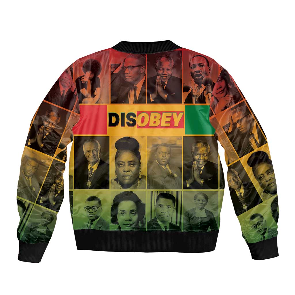 Disobey Black History Tribute Sleeve Zip Bomber Jacket Honoring the Civil Rights Legacy - Wonder Print Shop