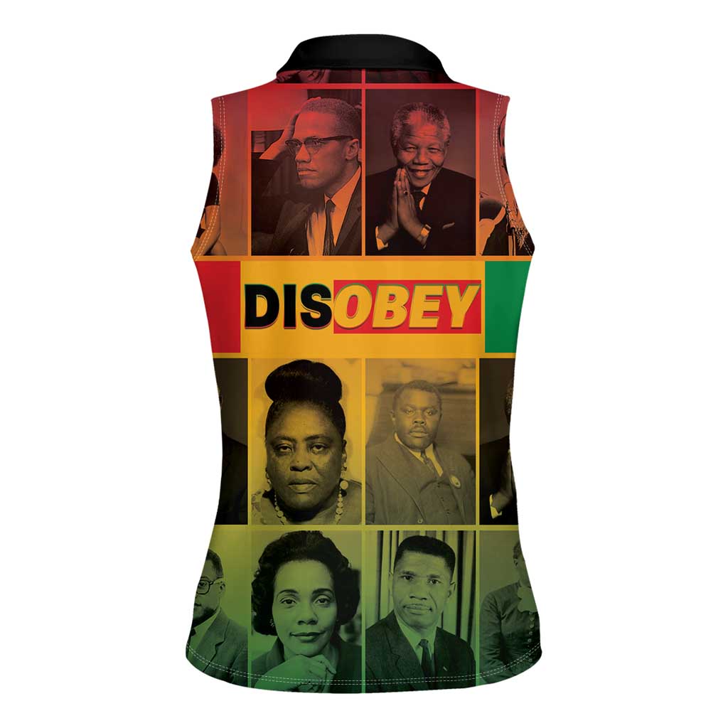 Disobey Black History Tribute Women Sleeveless Polo Shirt Honoring the Civil Rights Legacy - Wonder Print Shop