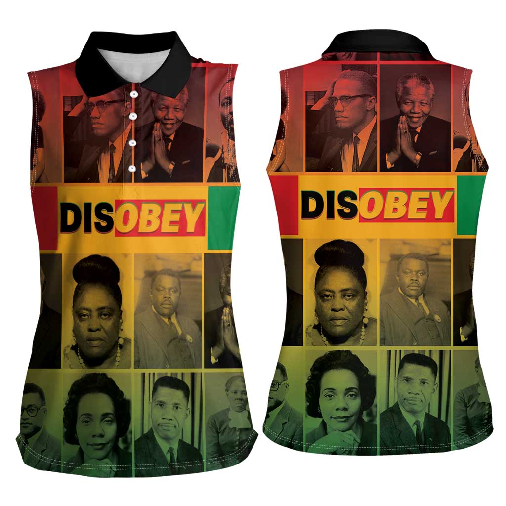 Disobey Black History Tribute Women Sleeveless Polo Shirt Honoring the Civil Rights Legacy - Wonder Print Shop