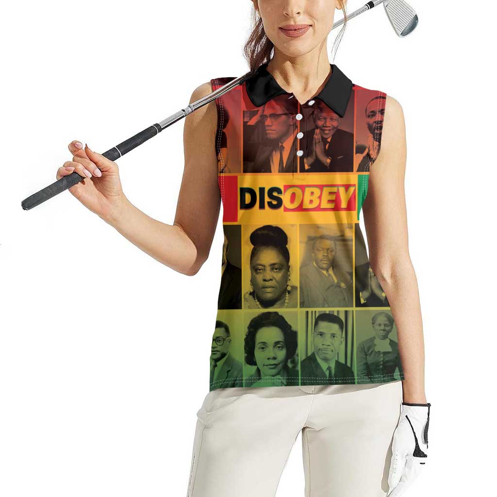 Disobey Black History Tribute Women Sleeveless Polo Shirt Honoring the Civil Rights Legacy - Wonder Print Shop