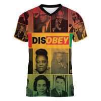 Disobey Black History Tribute Women V-Neck T-Shirt Honoring the Civil Rights Legacy - Wonder Print Shop