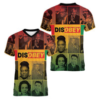 Disobey Black History Tribute Women V-Neck T-Shirt Honoring the Civil Rights Legacy - Wonder Print Shop